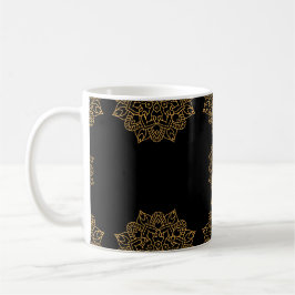 Taza De Café Ornamento dorado de flores de Mandala con patrón n