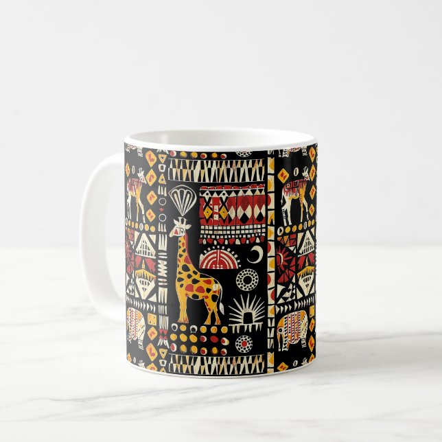 Taza De Café Ornamento étnico africano tradicional, patrón trib (Anverso izquierdo)