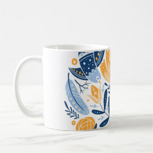 Taza De Café Ornamento floral de arte folclórico escandinavo