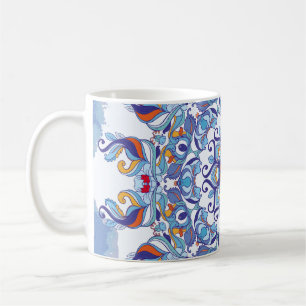 Taza De Café Ornamento floral, diseño artístico.