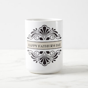 Taza De Café Ornamento floral negro - Feliz Día del Padre