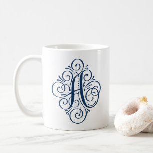 Taza De Café Ornamento Monograma Swash Personalizado
