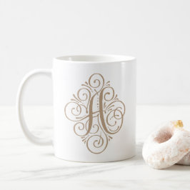 Taza De Café Ornamento Monograma Swash Personalizado