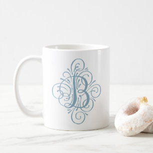 Taza De Café Ornamento Monograma Swash Personalizado