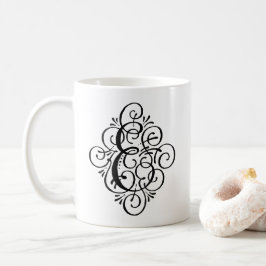 Taza De Café Ornamento Monograma Swash Personalizado