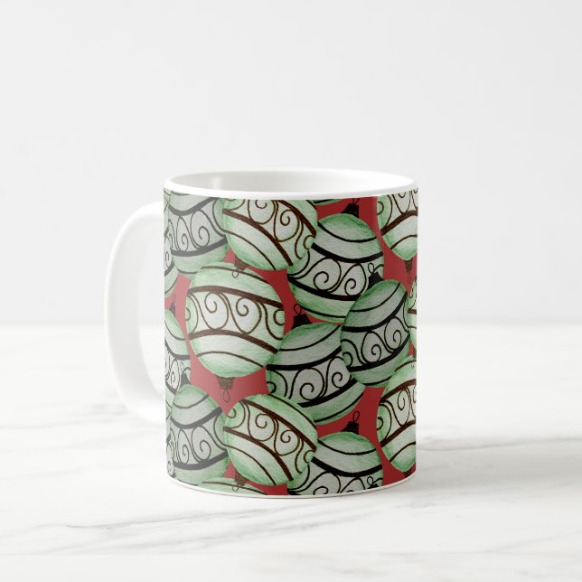 Taza De Café Ornamento navideño divertido estampado (Anverso izquierdo)
