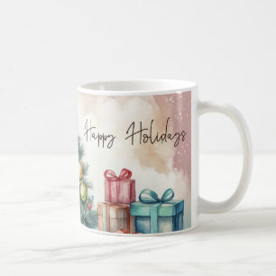 Taza De Café Ornamentos de árbol de Navidad vintage con regalos