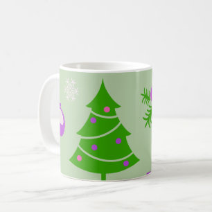 Taza De Café Ornamentos de árboles de Navidad y patrón de copos