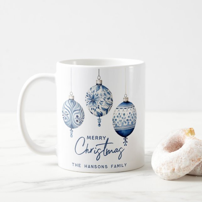 Taza De Café Ornamentos de estilo nórdico azul moderno Feliz Na (Con donut)