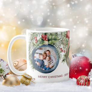 Taza De Café Ornamentos de Navidad Familia de 3 Fotos