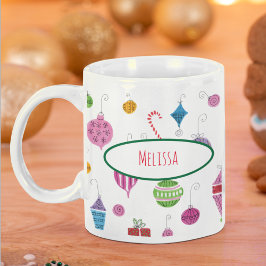 Taza De Café Ornamentos de Navidad retro nostálticos personaliz
