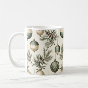 Taza De Café Ornamentos de Navidad Sage Green y Gold