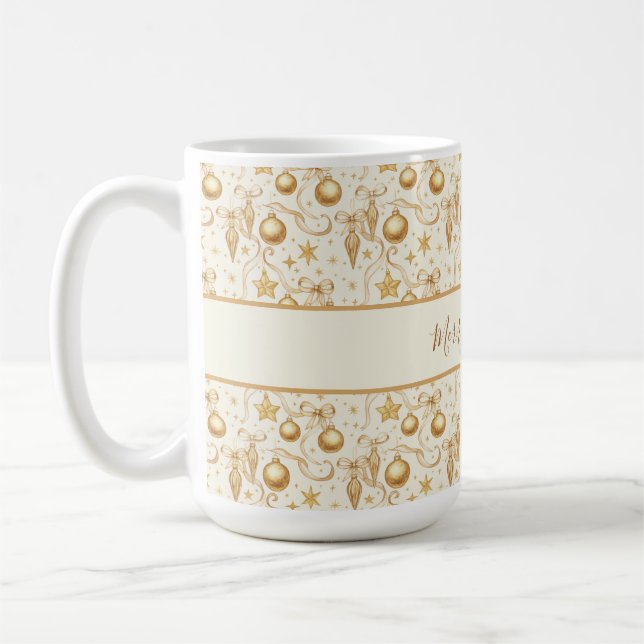 Taza De Café Ornamentos de oro personalizados inundan vacacione (Izquierda)