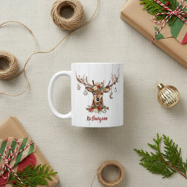 Taza De Café Ornamentos de renos de Navidades pequeños | Madera