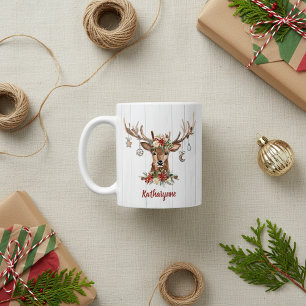Taza De Café Ornamentos de renos de Navidades pequeños   Madera