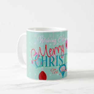 Taza De Café Ornamentos retro Navidades Verde azulados