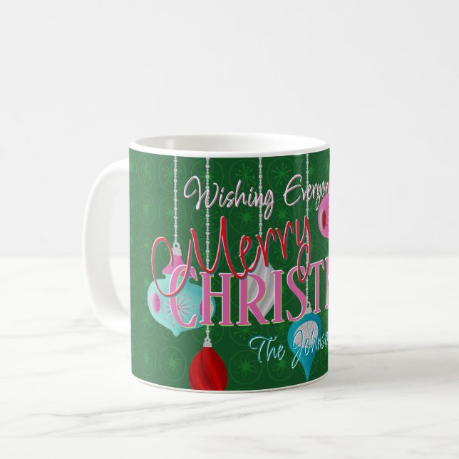 Taza De Café Ornamentos retro Navidades verdes (Anverso izquierdo)