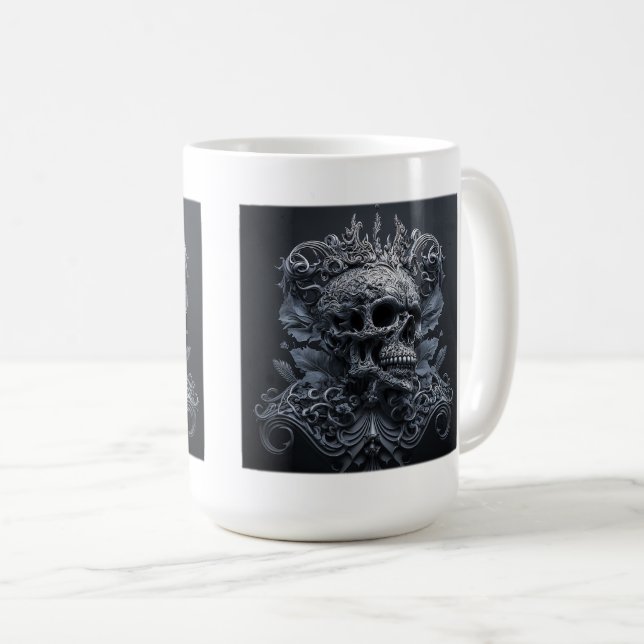 Taza De Café Ornate Skull Classic Mug, 15 oz (Anverso derecho)