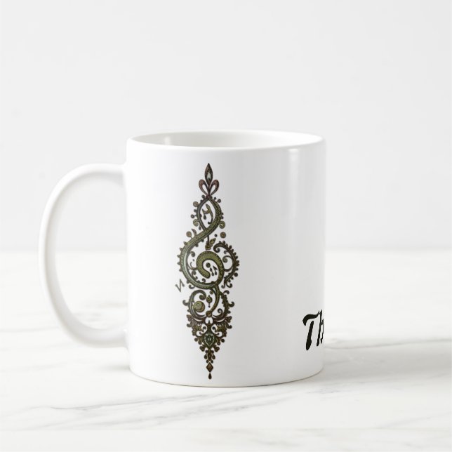 Taza De Café Ornate Treble Clef (Izquierda)