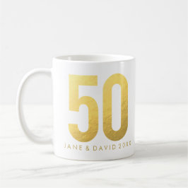 Taza De Café Oro 50 días, mes, año, peluca blanca personalizada