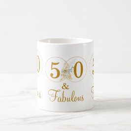 Taza De Café Oro 50 y fabuloso café 50 cumpleaños Mug