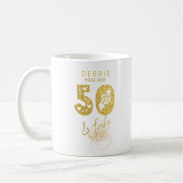 Taza De Café Oro 50 y Personalizado Fab