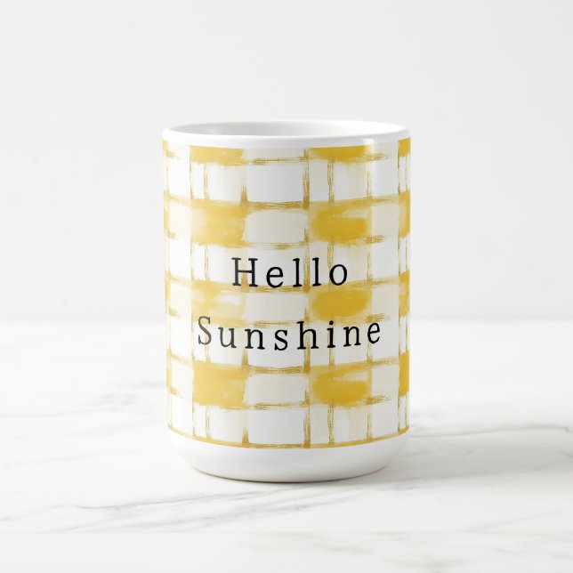Taza De Café Oro Amarillo Blanco Cuadros Rayas   (Centro)