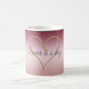 Taza De Café Oro Amor Para Siempre Purpurina Rosa