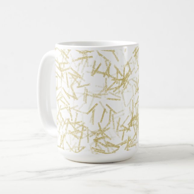 Taza De Café Oro Blanco Lujo Brillo Glam (Anverso izquierdo)