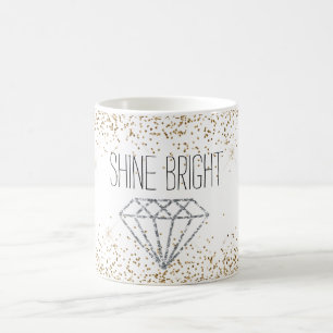 Taza De Café Oro Brillo Diamante Plateado Brilla Fuerte