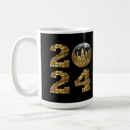 Taza De Café Oro de Año Nuevo 2024-Ball-NYC