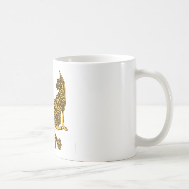 Taza De Café oro de bronce de los gatos 6 célticos (Derecha)