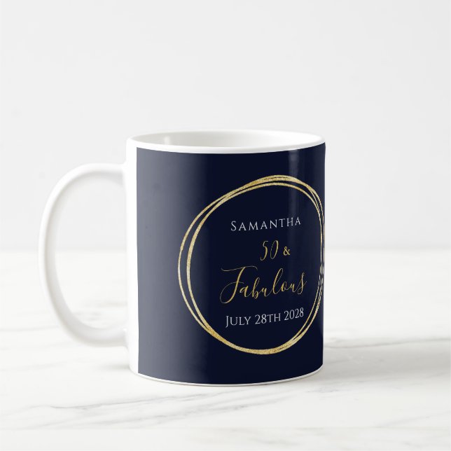 Taza De Café Oro de la Marina de los 50 Años Personalizado (Izquierda)