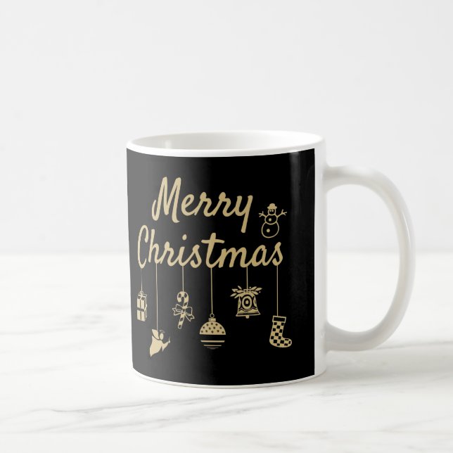 Taza De Café Oro de Ornamentos de Feliz Navidad (Derecha)