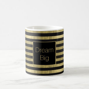 Taza De Café Oro elegante y grande ideal de las rayas negras