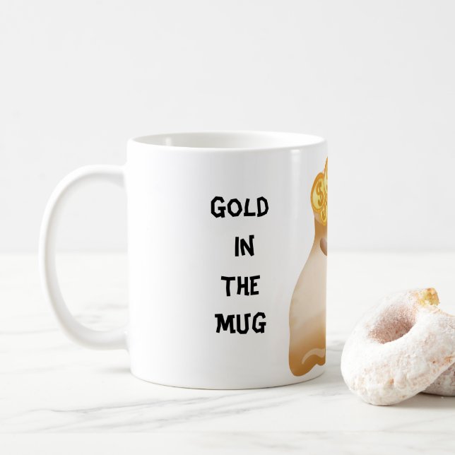 Taza De Café Oro En La Mug (Con donut)