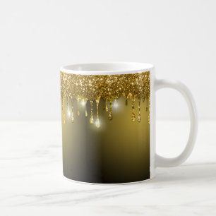 TAZA DE CAFÉ ORO FESTIVO CON NAVIDADES PATRÓN DE GOLPE ORO