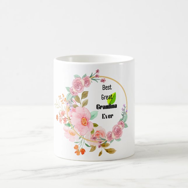 Taza De Café Oro floral rosado mejor abuela jamás Co (Centro)
