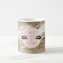 Taza De Café Oro Glam Glitzy Plata Brillo Ojos Rayas
