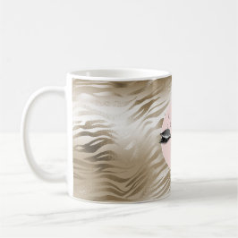 Taza De Café Oro Glam Glitzy Plata Brillo Ojos Rayas