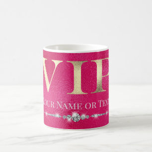 Taza De Café Oro Glamuroso VIP en Rosa Caliente