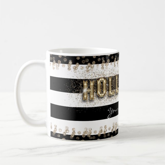 Taza De Café Oro Hollywood Black & White Stripes Coffee Mug (Izquierda)