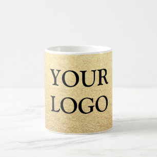 Taza De Café Oro Limpio Simple Personalizado Negocio Su Logo Aq