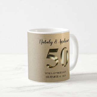 Taza De Café Oro metálico 50 aniversario Boda
