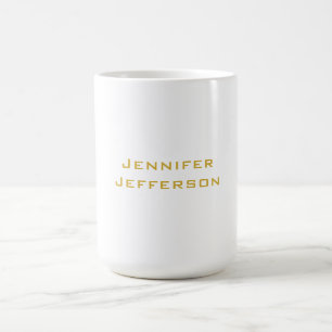 Taza De Café Oro Metálico y Elegante Moderno Profesional Blanco
