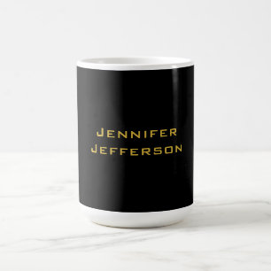 Taza De Café Oro Metálico y Negro Moderno Elegante Profesional