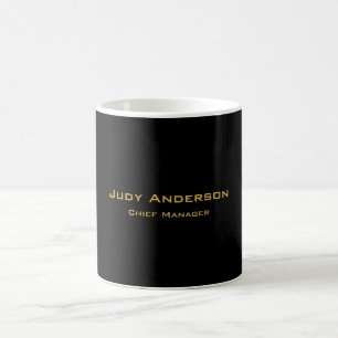 Taza De Café Oro Metálico y Negro Moderno Elegante Profesional