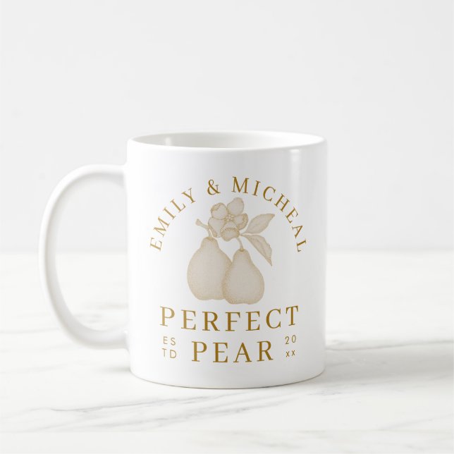 Taza De Café Oro Perfecto Pear Bridal Shower Mug (Izquierda)