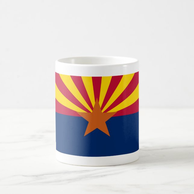 Taza De Café Oro Rojo y Bandera Azul de Arizona