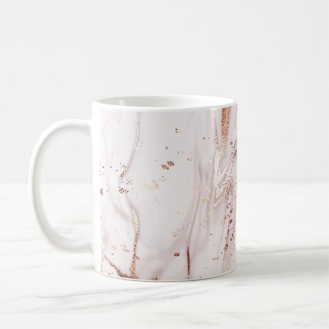 Taza De Café Oro Rosa De Mármol: Resumen Líquido. (Izquierda)